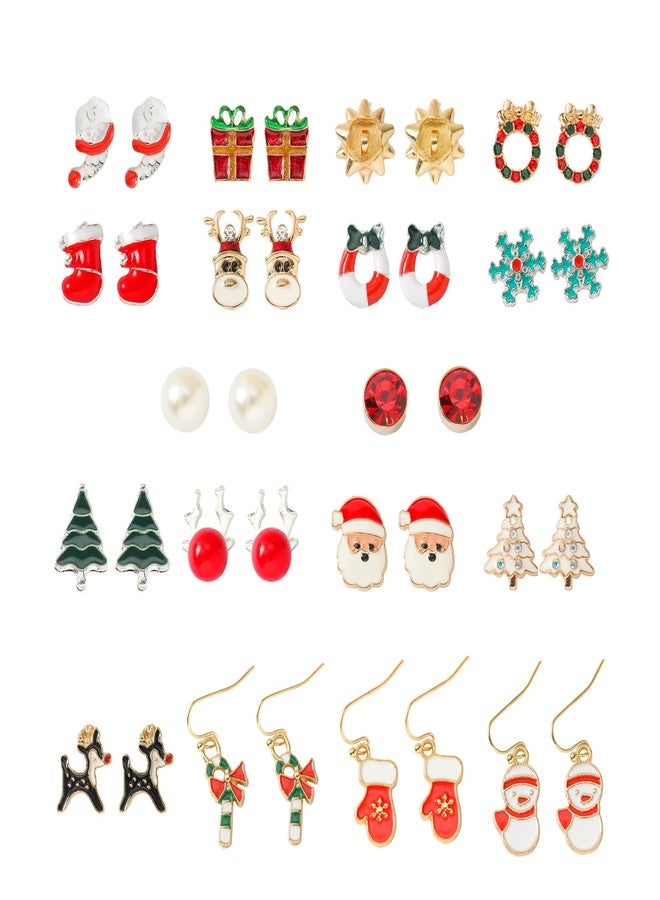 tanguan 18 Pairs Hypoallergenic Christmas Earrings for Women Cute Stud Earrings Sets Xmas Holiday Jewelry Present Snowflake Chirstmas Tree Earring Winter Earring Jewelry Bulk (18 Pairs of Christmas Earrings) - Image 1